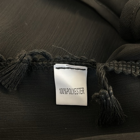 Boho Black Sheer Summer Cover-Up with Ball Tassel Detail One Size New! - Picture 8 of 8